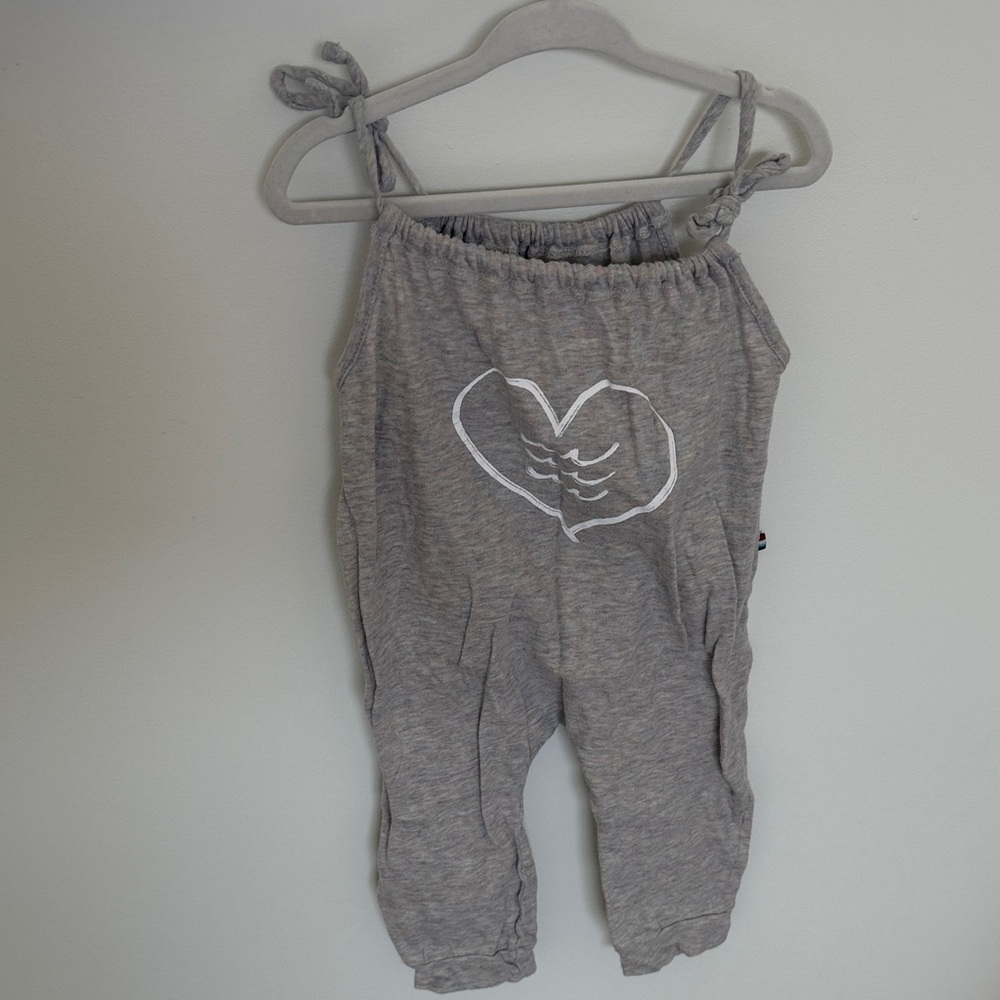 Girls Gray Heart Romper - Unbranded